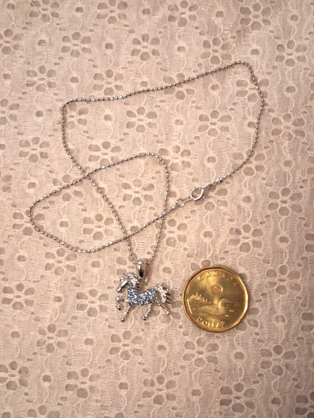 Vintage Artistic Horse Pendant Blue Austrian Crystal Silver-Plated Necklace - Picture 5 of 9